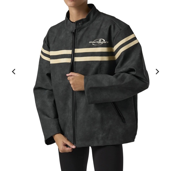 Sisters & Seekers Vegan Leather Vegan Grandpa Biker Jacket - Picture 1 of 5